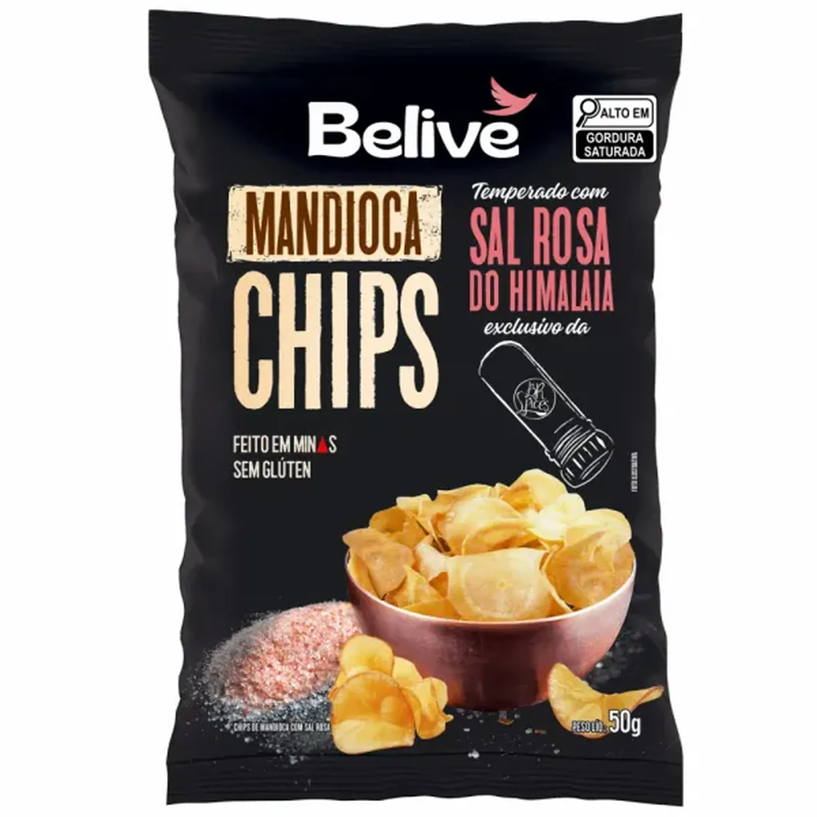 Chips de Mandioca Belive Sal Rosa